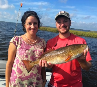 Dr. Radmila Frydrychova from Czech Academy of Sciences with her first Louisiana redfish